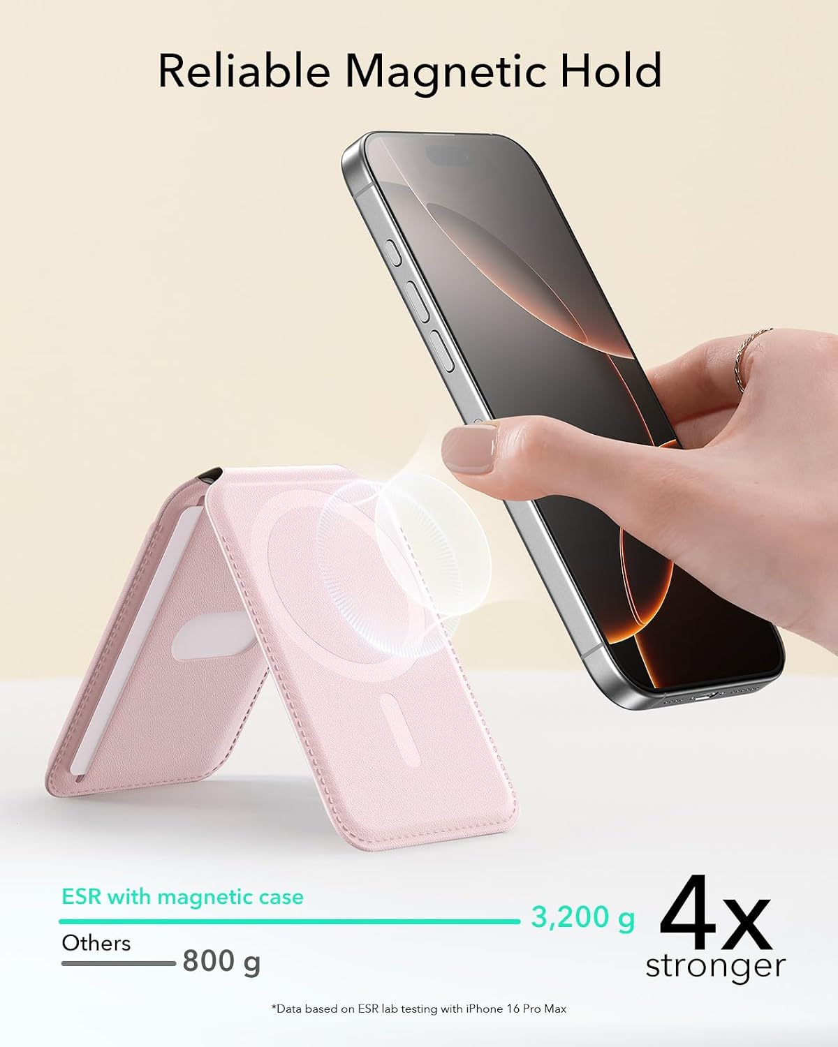 ESR Aura for MagSafe Wallet with Adjustable Stand, 5 Card Holder | RFID Blocking, Strong Magnetic Wallet for iPhone 17 Pro Max 17e 16 15 14 13 12 Series, Bubblegum Pink