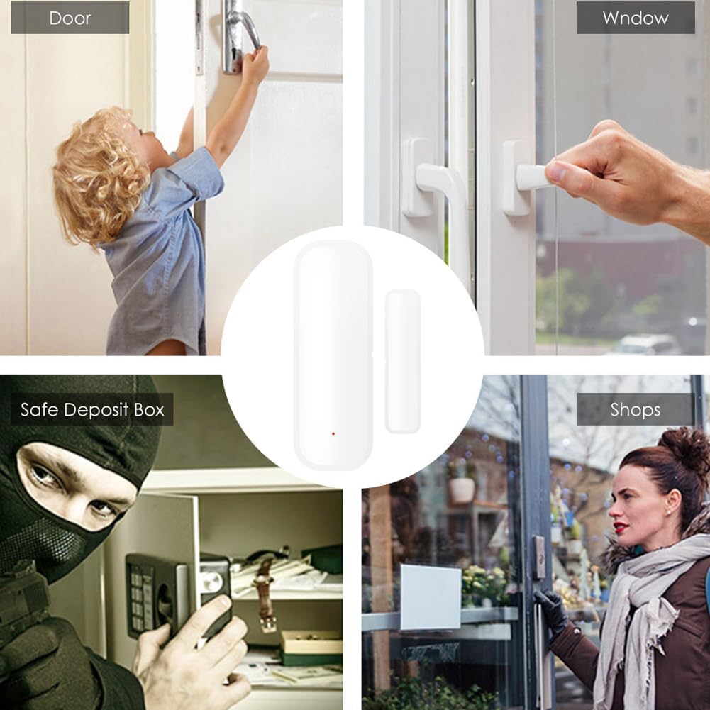 Mengshen 6 Pack WiFi Door Sensor Smart Window Door Alarm Door Open Detector | Wireless Magnetic Door Open Detector, APP Remote Notification, Compatible with Tuya Smart, Alexa, Google Assistant