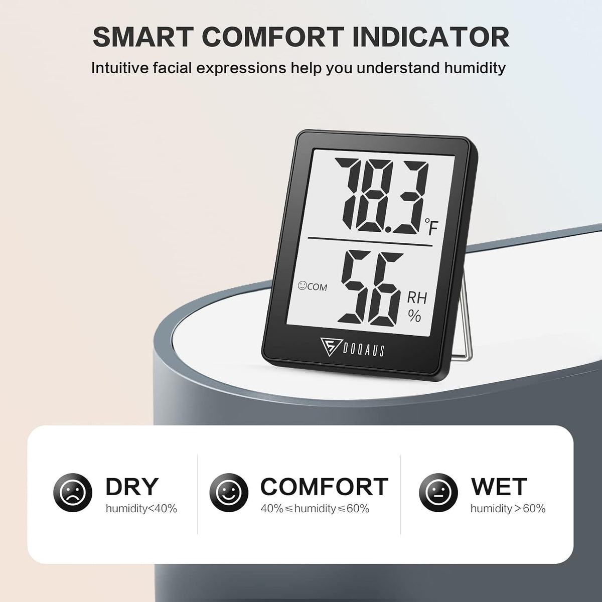 DOQAUS 3 Pack Digital Hygrometer Indoor Thermometer Humidity Monitor Black