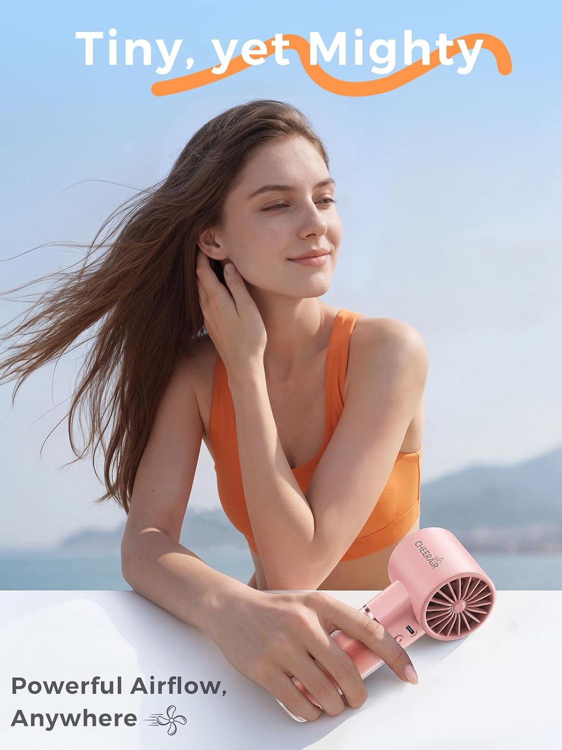Handheld Portable Fan, 6-Speed Rechargeable Powerful Mini Fan | 5000mAh Battery Up to 15 Hours Runtime, Smart LED Display, Pocket Turbo Personal Fan for Travel, Camping, Makeup