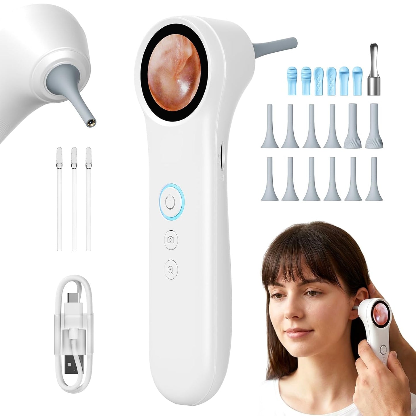 Otoscope Ear Camera with Light, Ear Wax Removal Camera for Adults Kids | 1080P HD Ear Camera with 1.21" Screen, 4 LED Lights and Adjustable Camera for Clear Real-Time Ear Inspection