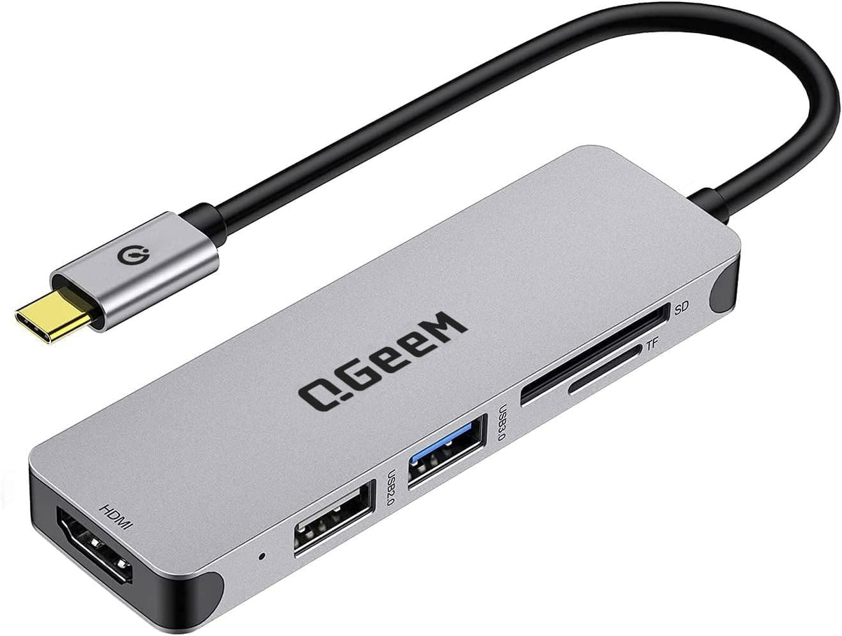 QGeeM USB C Hub 4 in 1 Multi-Port Digital AV Adapter 4K HDMI, 100W Power Delivery, 2 USB-A Data Ports, USB C Dongle Compatible for MacBook Pro Air Ipad HP Dell Lenovo iMac iPhone 15 Pro/Pro etc.