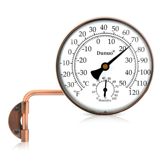 4-Inch Brass Outdoor Thermometer & Humidity Gauge, Swivel Mount