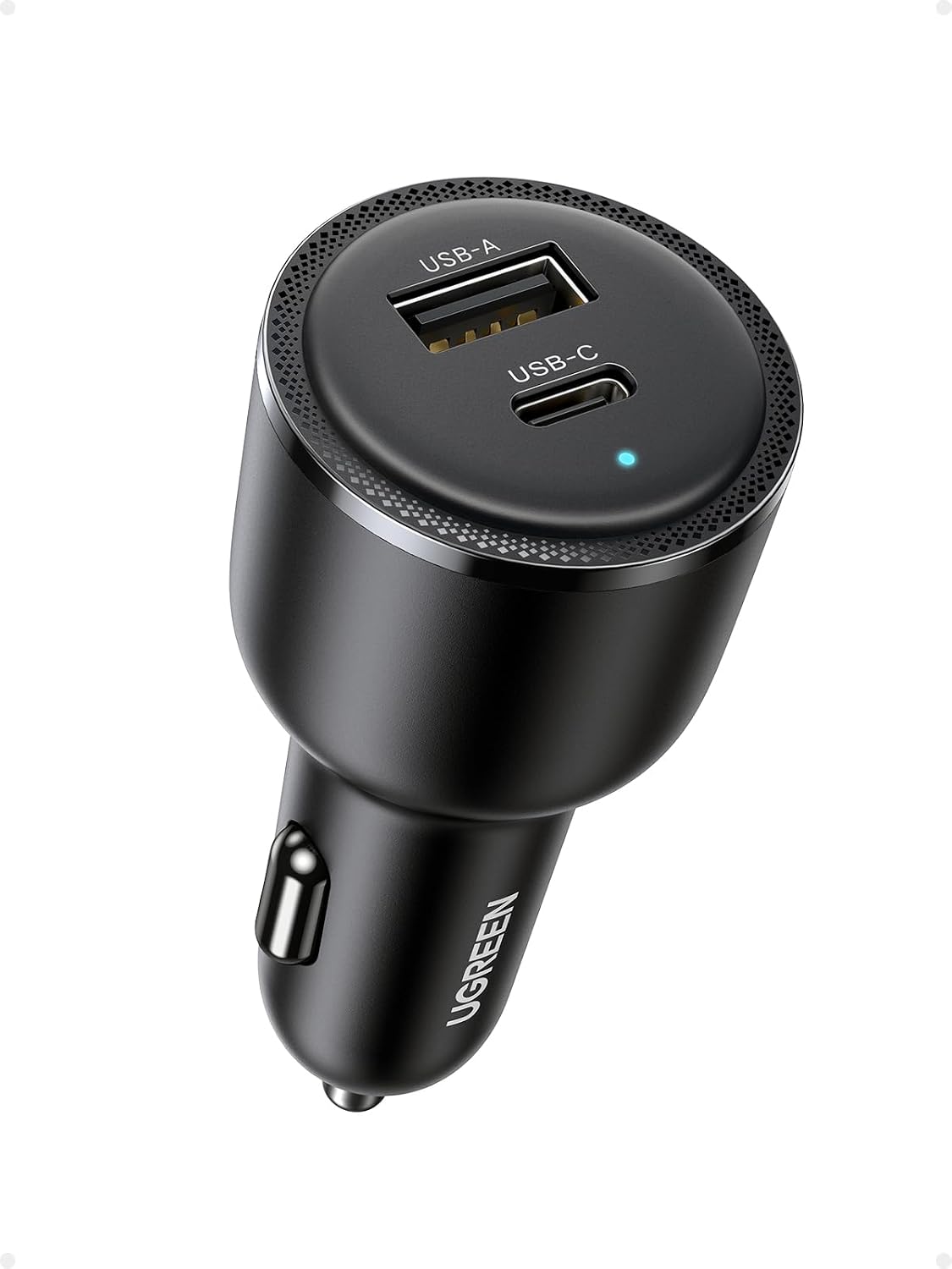 UGREEN 63W 2-Port USB C Car Charger, Type C Cigarette Lighter Adapter | 1 USB-C 1 USB-A, Compatible with iPhone 17 Air 17 Pro 17 Pro Max 16 15 14 13 12, Galaxy S25 S24 S23 Ultra, iPad