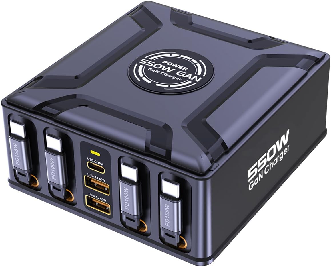 550W Retractable Charger for USB C GaN Multiple Devices