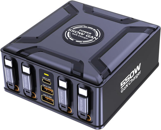 550W Retractable Charger for USB C GaN Multiple Devices