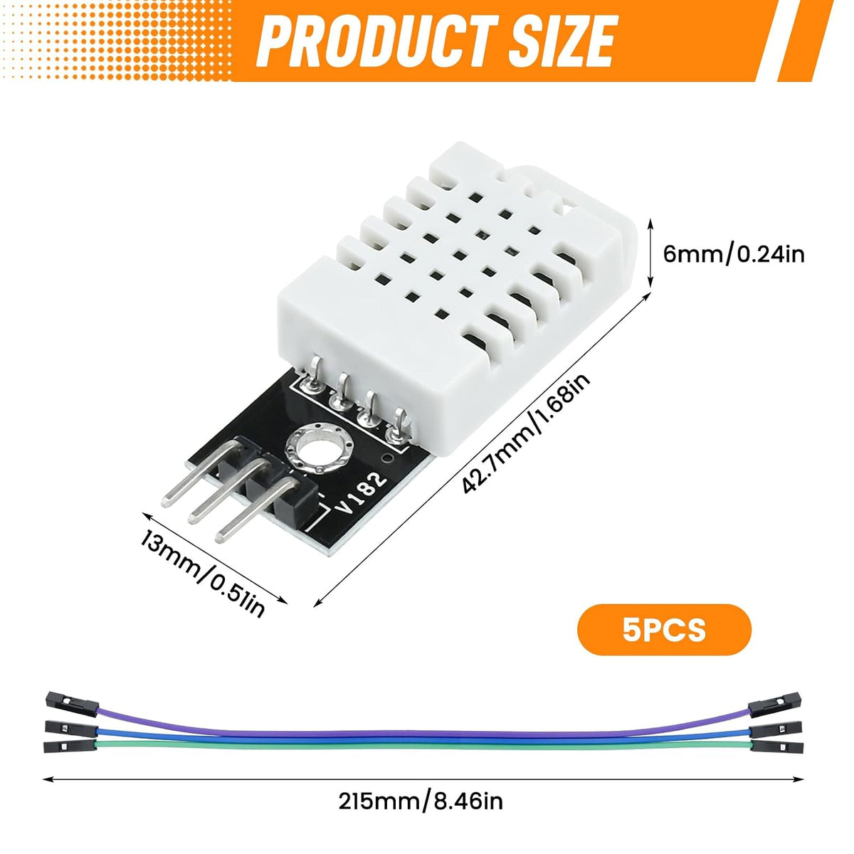 5Pcs DHT22 Digital Temperature Humidity Sensor Module with Cable