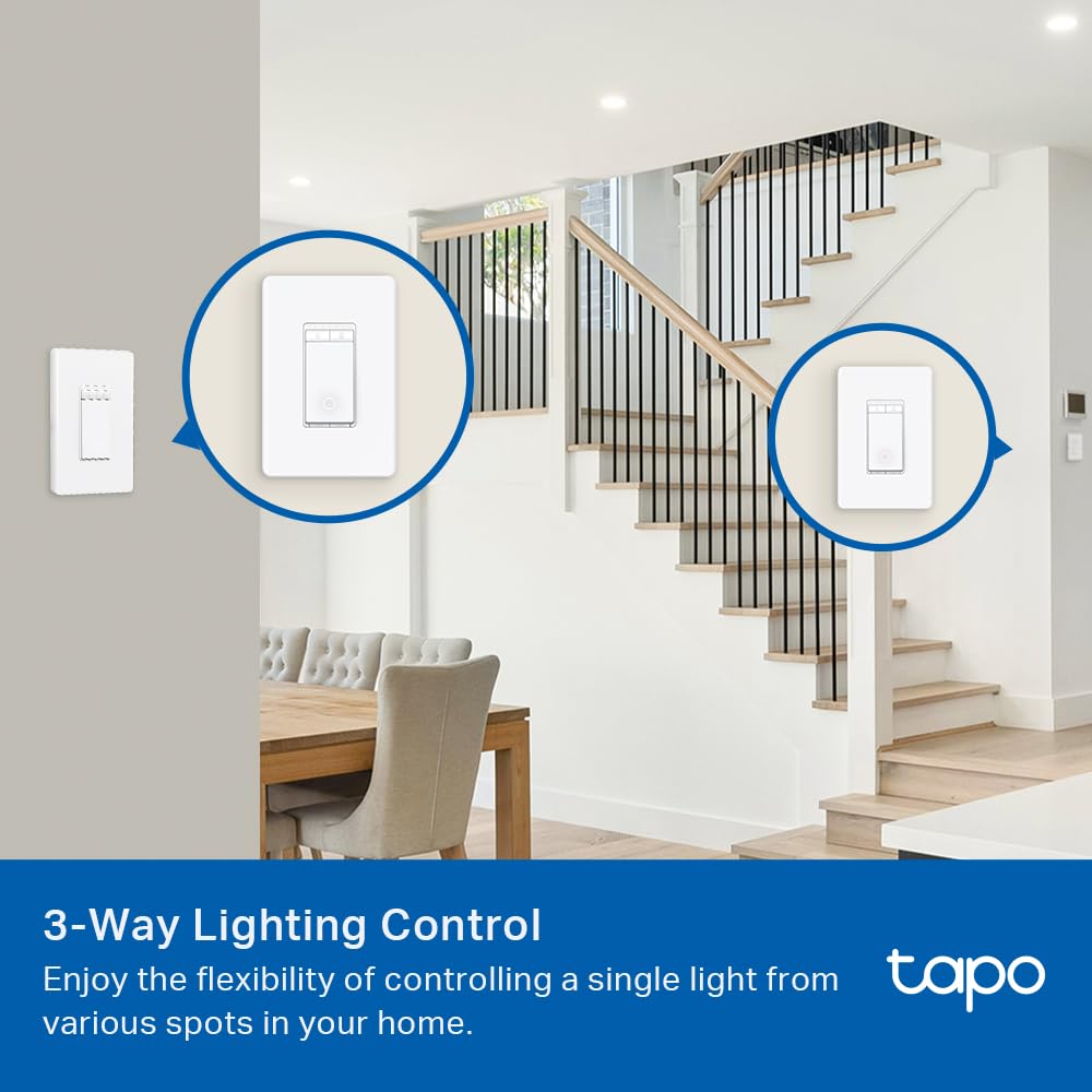 Tapo Matter Smart 3-Way Dimmer Switch Kit, S515D KIT | Energy Monitoring, Neutral Wire Required, Works with Alexa/Siri/Google Home/SmartThings, UL Certified, 2.4GHz Wi-Fi