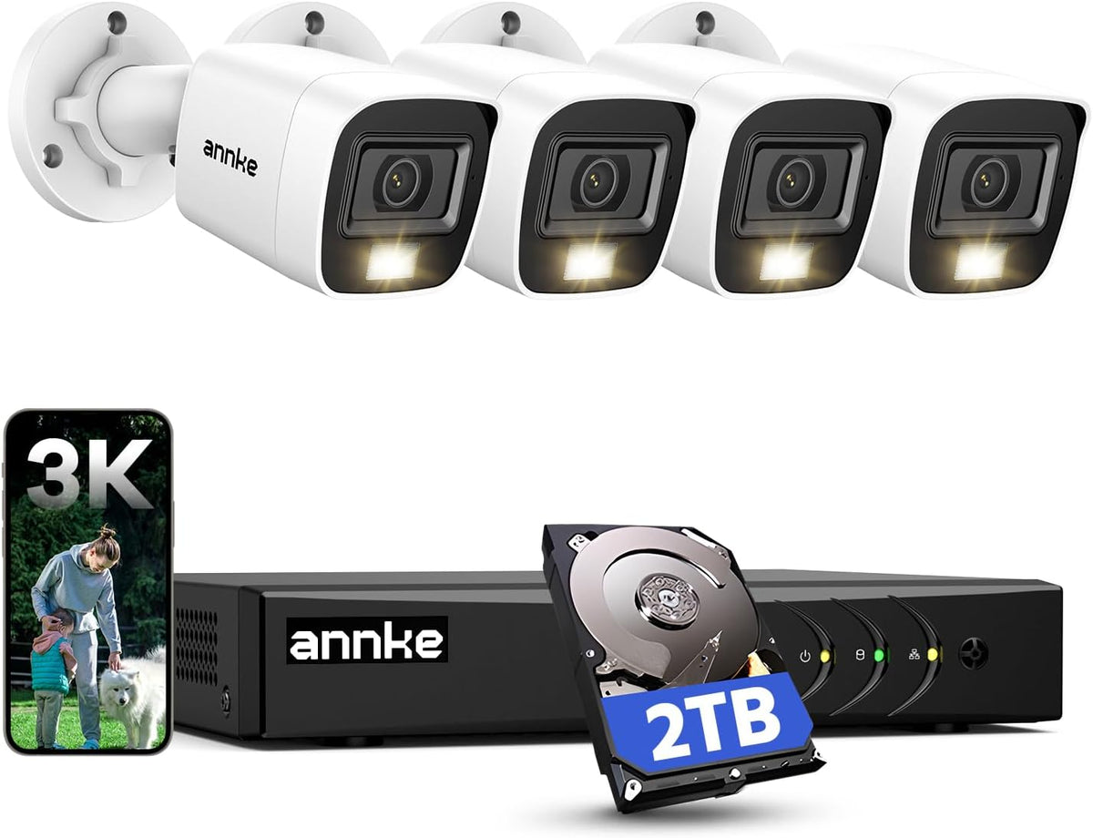 ANNKE 8CH 3K DVR Security Camera System with Color Night Vision, 2TB HDD
