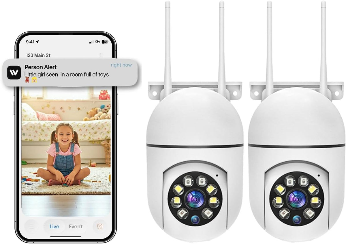 Hawkray 2 Pack Indoor Home Security Camera, Plug-in WiFi, 2.4&5GHz Dual Band, 360° Pan Tilt, Color Night Vision, Two-Way Audio