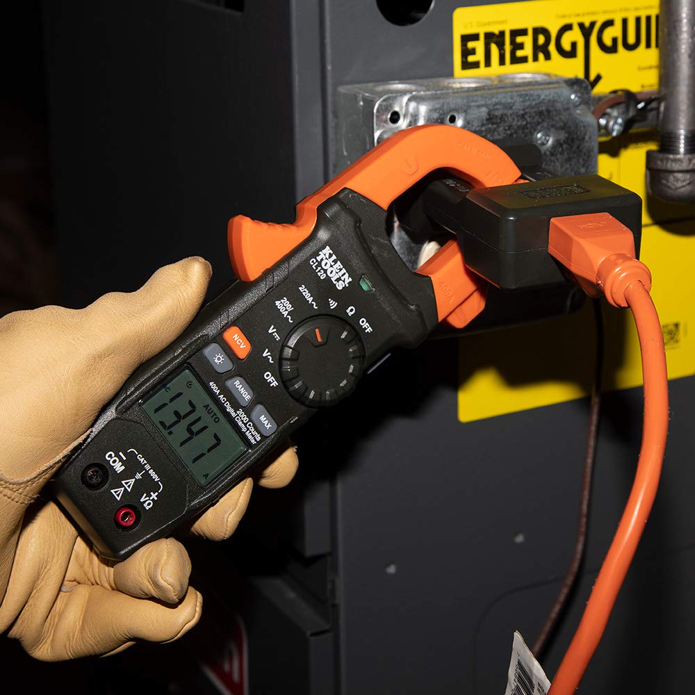 Klein Tools CL120 Digital Clamp Meter, Auto-Ranging 400 Amp AC, AC/DC Voltage, Resistance, Continuity, Non-Contact Voltage Tester Detection
