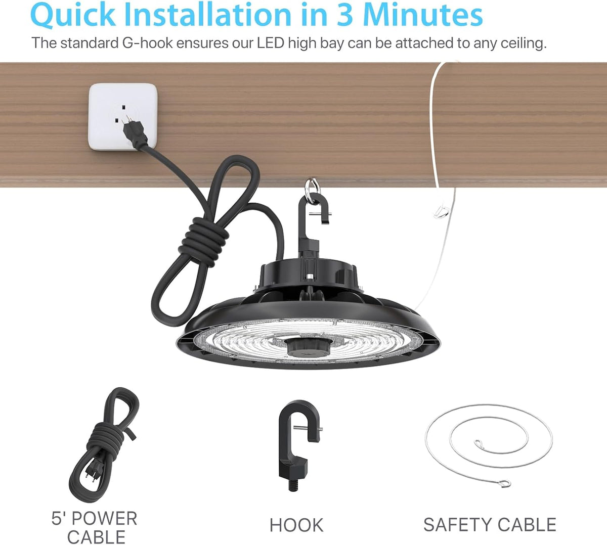 HYPERLITE UFO LED High Bay Light with Motion Sensor 21000LM, 150W Smart High Bay LED Lights with Remote Control, 120-277V IP65 Waterproof High Bay Shop Light for Shop Barn Warehouse