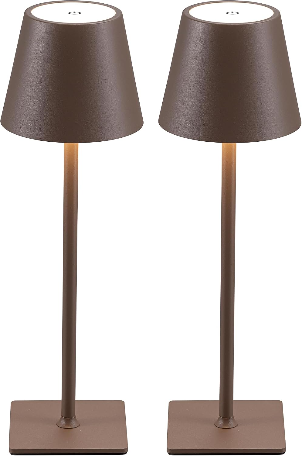 KDG 2 Pack Cordless Brown Table Lamps, Rechargeable Portable LED Desk Lamps | 4000mAh Battery Operated 3 Color Stepless Dimming Up for Restaurant, Bedroom, Outdoor Party, Camping, Coffee Shop, Nightlight