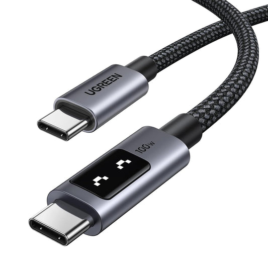 UGREEN Uno USB C Cable 100W with LED Display, Fast Charging, 6.6ft, Black | For iPhone 17/16/15, MacBook Pro/Air, iPad Pro/Air/Mini, Galaxy S26/S25/S24, Dell XPS, Pixel, Switch, and more