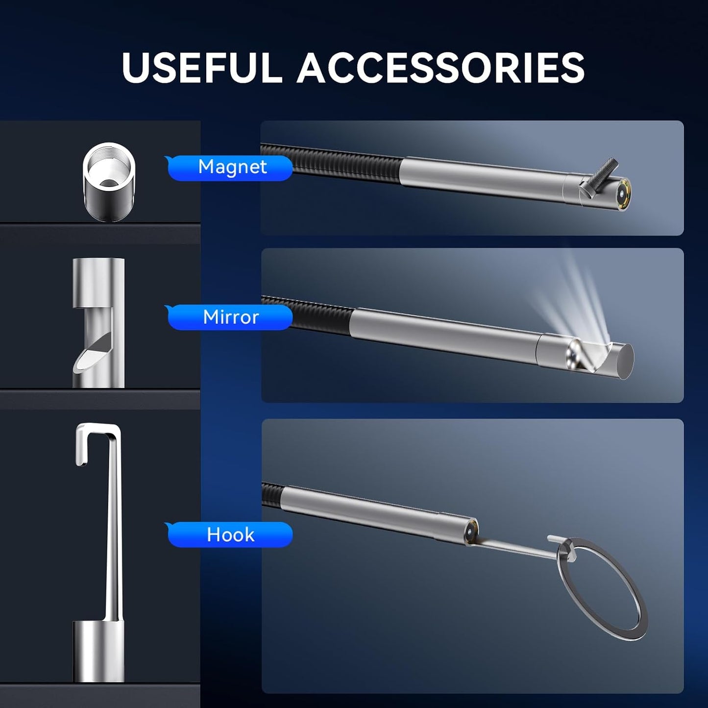 MUCAR E021 USB Endoscope Borescope, 720P Borescope with 6 Adjustable LED Light, Compatible with PC and MUCAR Scanners