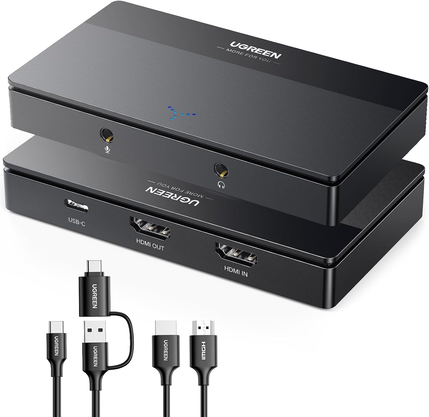 UGREEN Full HD 2K 30Hz 1080P 60FPS Video Capture Card USB C 3.0 | Headphone Mic Port, 4K@30Hz Loop Out, Low Latency for Streaming Gaming Meeting Compatible with Switch2 PS4/5 PC Mac