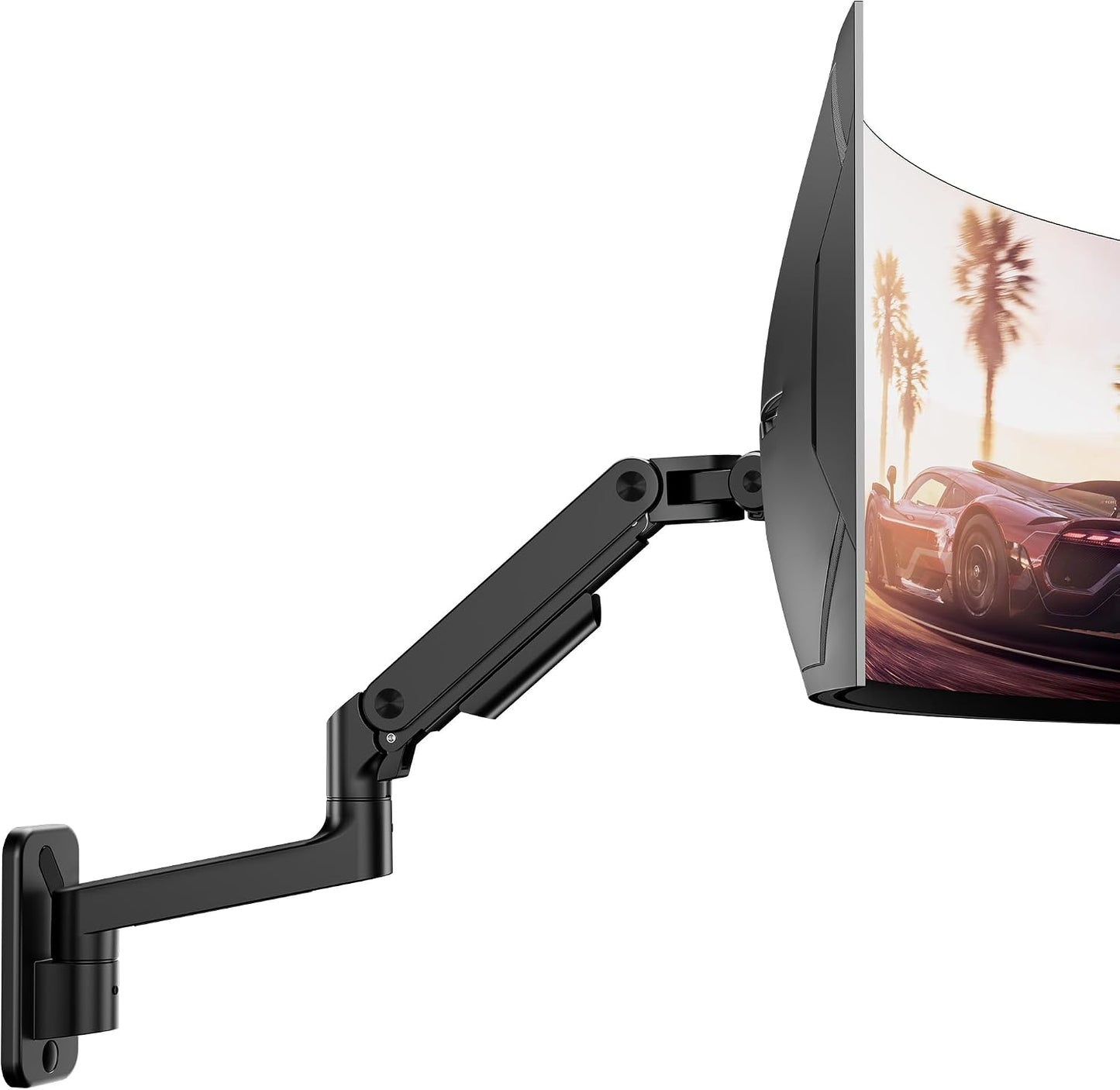 ARES WING Wall Mount Monitor Arm for 17-49 Inch Ultrawide Screens, Black | Heavy Duty Single Monitor Arm Holds 44 lbs, Fully Adjustable Gas Spring Monitor Wall Mount, 75x75/100x100 VESA Mount