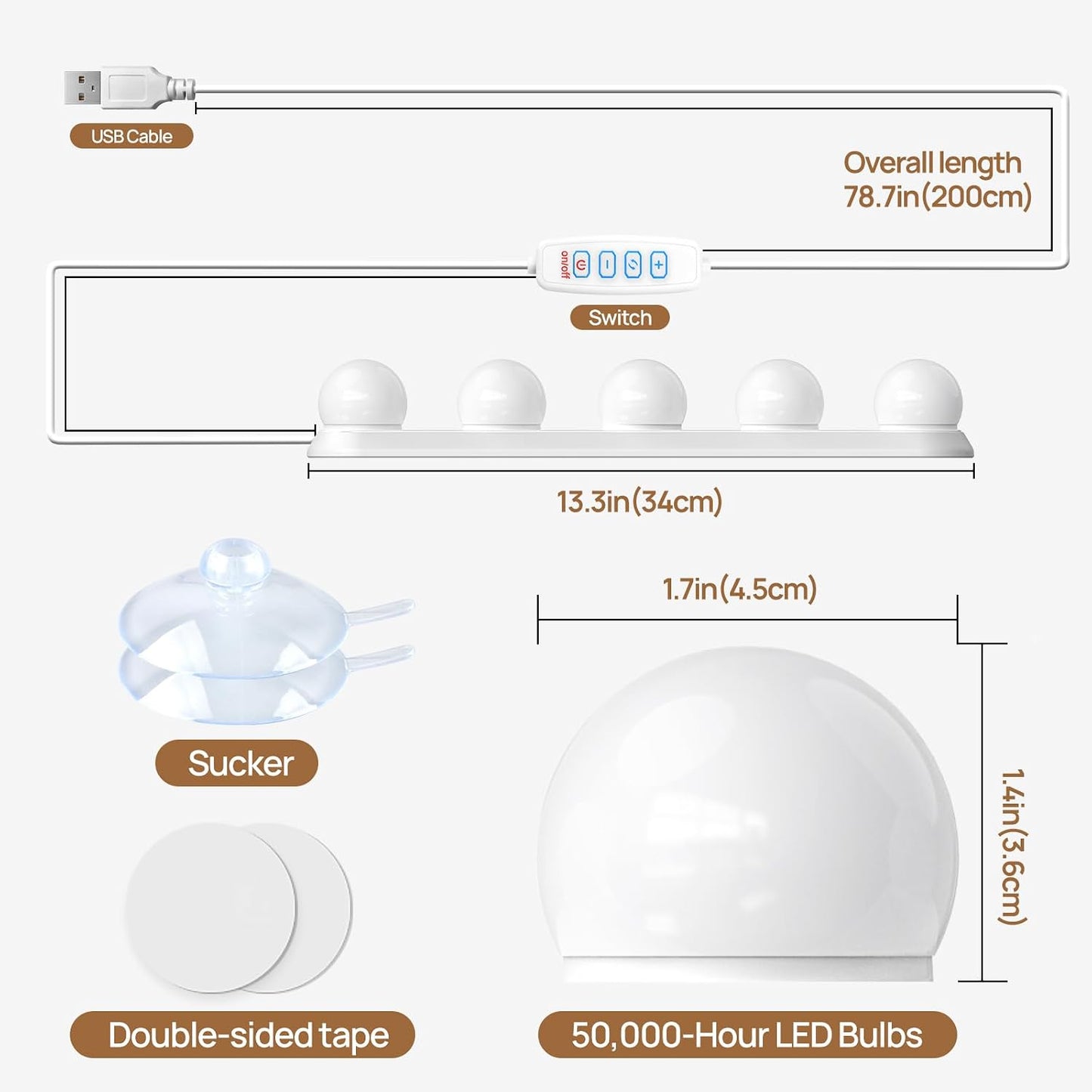 Makeup Light,Portable Led Vanity Lights | 3 Colors Lighting Mode Adjustable & Dimmable for Vanity Table Dressing Room Mirror