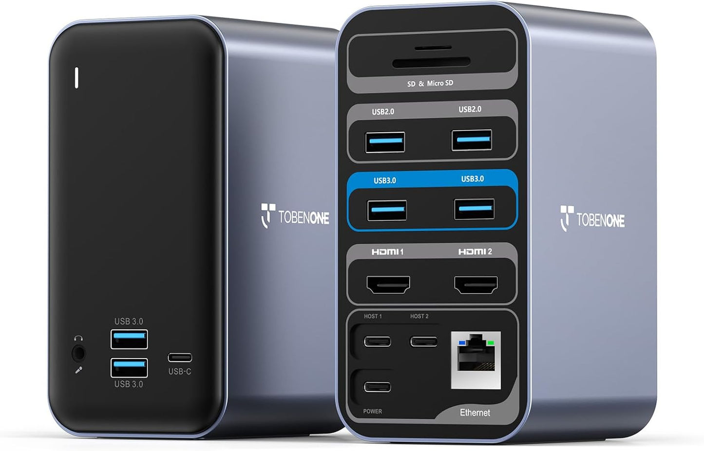 TobenONE 16-in-2 MacBook Docking Station Dual 4K@60Hz, 7 USB, 2 HDMI | 100W PD Fast Charging, Gigabit Ethernet,Plug-and-Play, for Creative Professionals &Remote Workers/MacBook Owners (2016-2026)