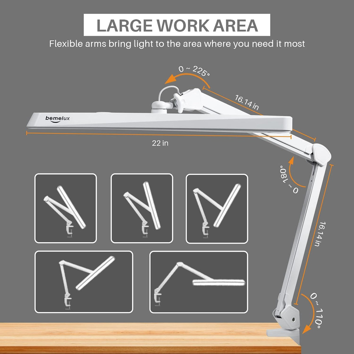 LED Architect Desk Lamp with Clamp, 30W 2500LM, White 30CCT