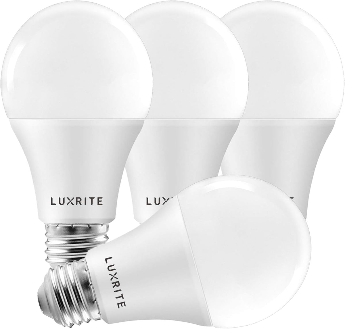 LUXRITE A19 LED Light Bulbs 100W Equivalent, 3500K Natural White (4 Pack)