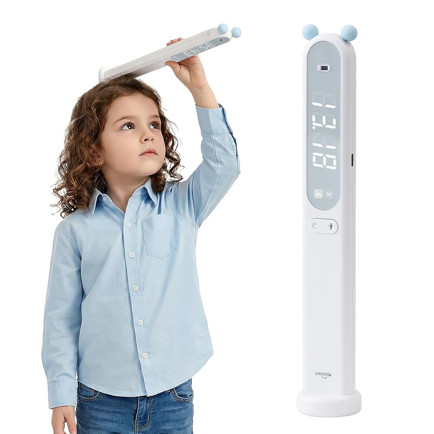 Umimile Portable Height Measurement for Kids, Cordless Infrared Stadiometer | Handheld Stadiometer Device for Kids and Adults, Digital Height Measurement Tool Scale 240 cm / 94.5 inches (Blue)