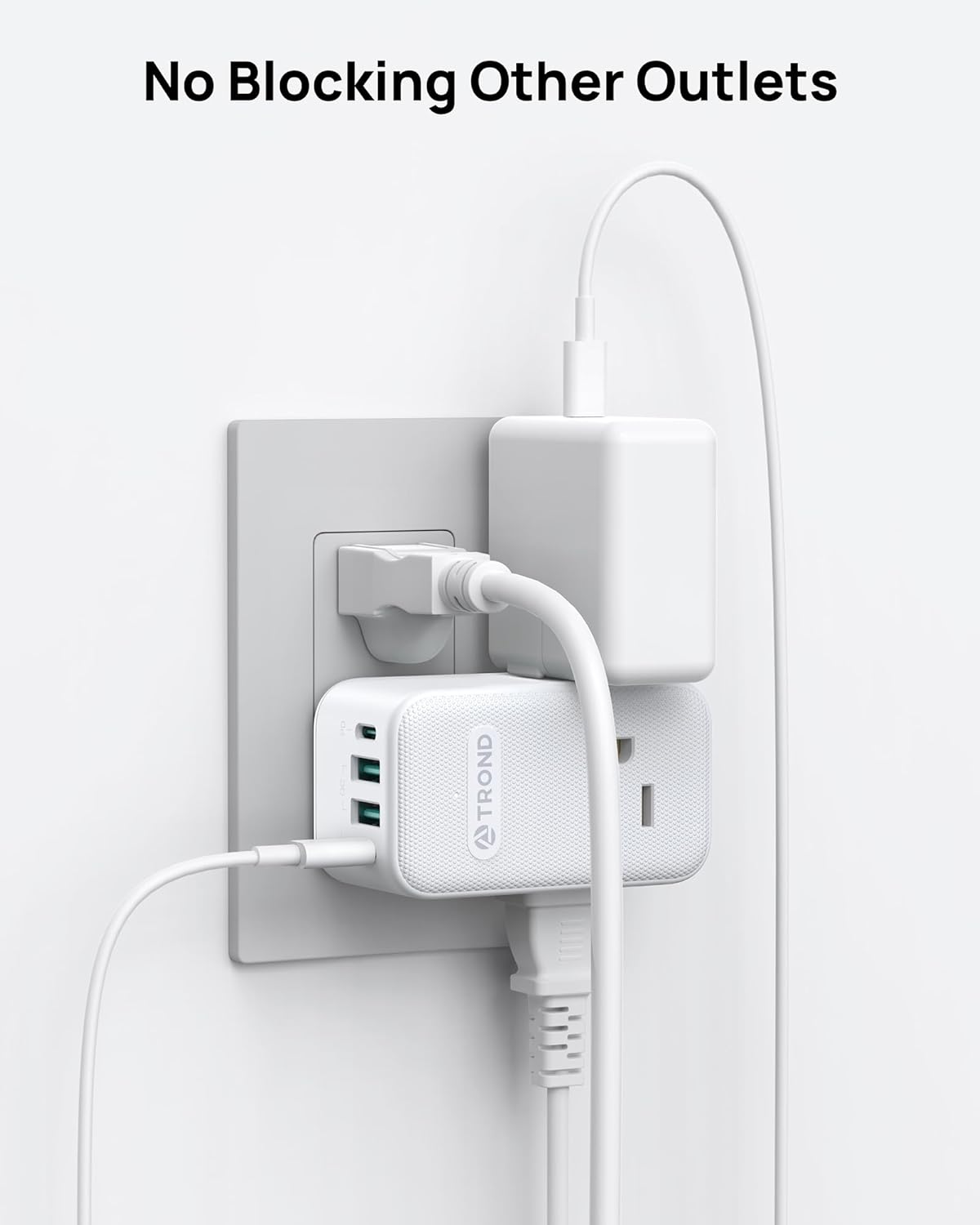 TROND Multi Plug Outlet Extender with 2 PD 20W USB C Charger and 3 Outlets | 360 Rotating Plug, 4 USB Plug Adapter, 2 USB C and 2 USB A, A Small Charging Station for Kitchen Bathroom Cruise Essentials