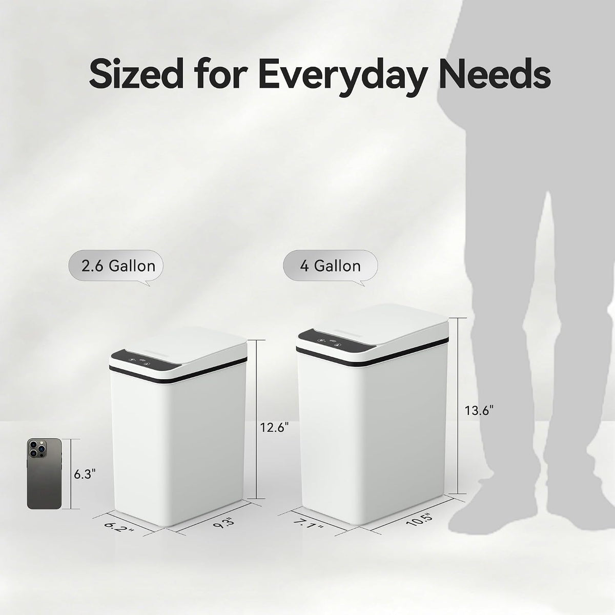 FRESHLIX 2 Pack Automatic Bathroom Trash Can 2.6 Gallon Smart Touchless Motion Sensor Trash Can with Lid Electric Waterproof Narrow Small Garbage Bin