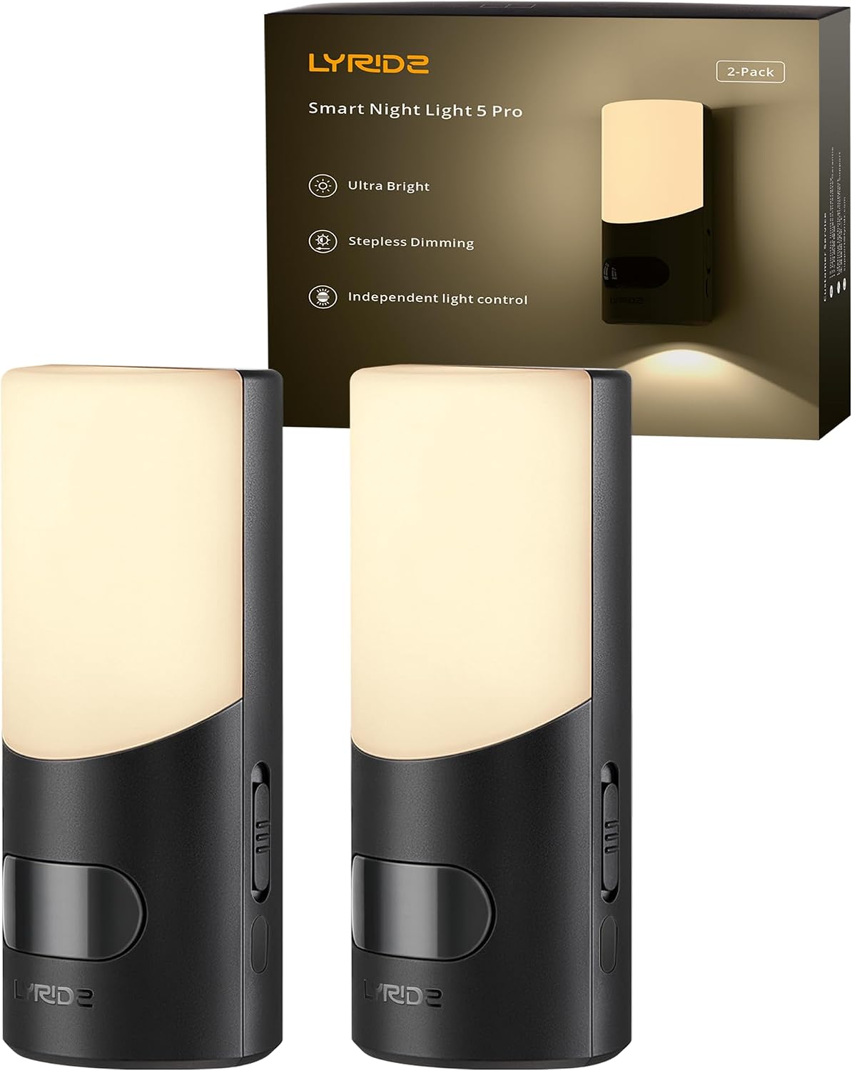 Lyridz Rechargeable Motion Sensor Wall Sconce Night Light, 2 Pack