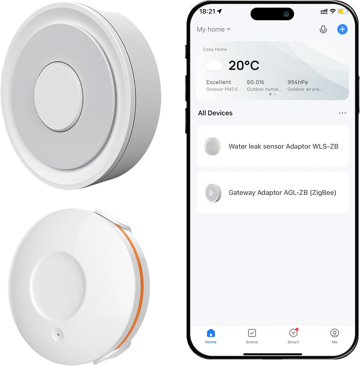 Zigbee 3.0 Water Leak Detection Starter Kit - 1 Water Leak Sensor & Zigbee Hub, Instant Alerts, 24/7 Protection, Compatible with Alexa, Google Assistant, HomeKit, and Tuya Smart Devices