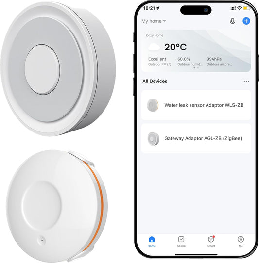 Zigbee 3.0 Water Leak Detection Starter Kit - 1 Water Leak Sensor & Zigbee Hub, Instant Alerts, 24/7 Protection, Compatible with Alexa, Google Assistant, HomeKit, and Tuya Smart Devices