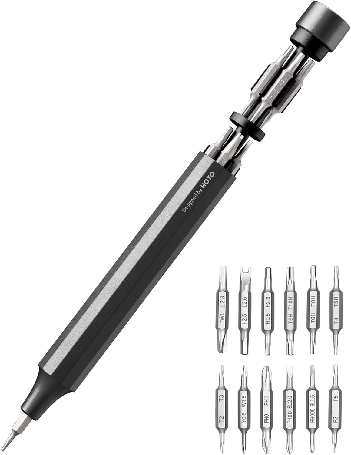 HOTO 24 in 1 Mini Screwdriver Set, Eyeglass Repair Kit, Slate Grey | Magnetic Torx Bit Set, EDC Pen Screwdriver for Electronics, Watches, Phones, Laptops, Cameras, Gadgets for Men