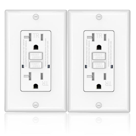 GFCI Outlet, Tamper-Resistant Outlets, UL Listed Self Test GFI Receptacle with 2 LED Indicator, 20 Amp, White (2 Pack)