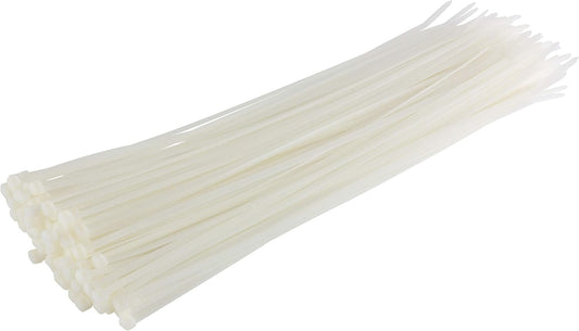 GTSE 14 Inch White/Clear Zip Ties, 100 Pack, 50lb Strength, UV Resistant Long Nylon Cable Ties, Self-Locking 14" Tie Wraps