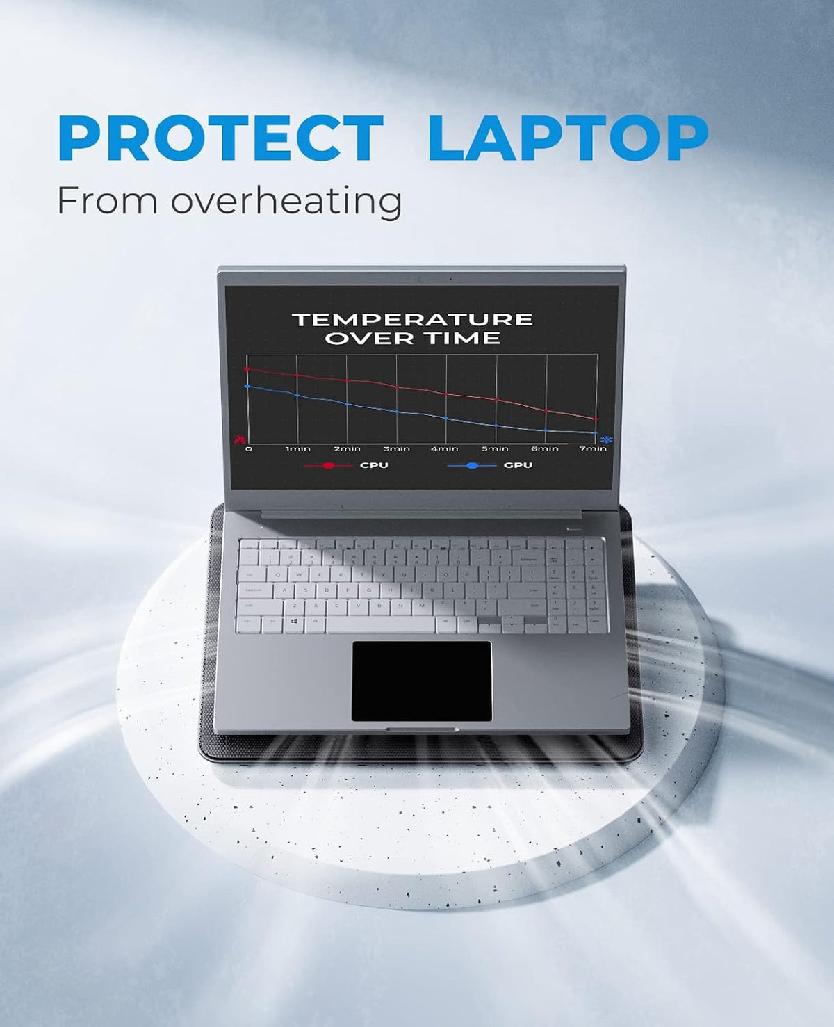 havit HV-F2056 15.6"-17" Laptop Cooler Cooling Pad - Slim Portable USB Powered (3 Fans), Black/Blue | Three quiet USB-powered fans circulate air below the laptop, two height settings improve viewing and typing comfort