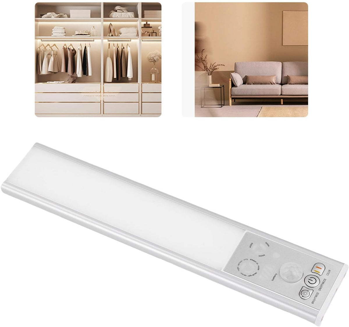 Under Cabinet Light, Super Thin Motion Sensor Light with 3 Colors & Dimmable, USB Rechargeable, Magnetic Installation