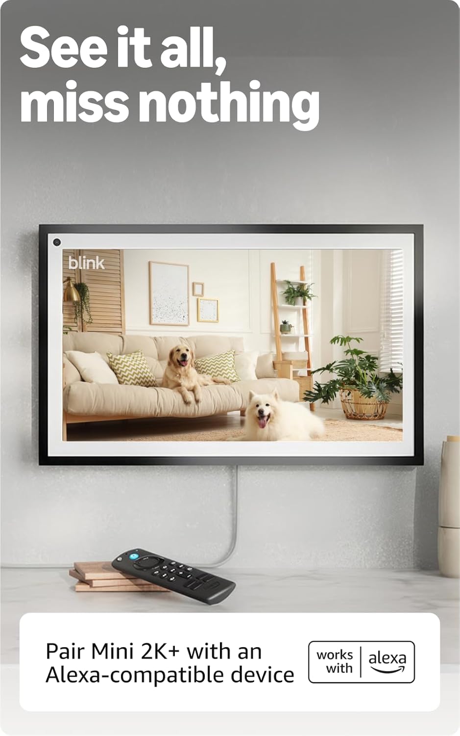 Blink Mini 2K+ (newest model) – Plug-in Home & Pet Indoor Security Camera with 2K video resolution, night vision, enhanced audio, motion detection – 3 cameras (Black)