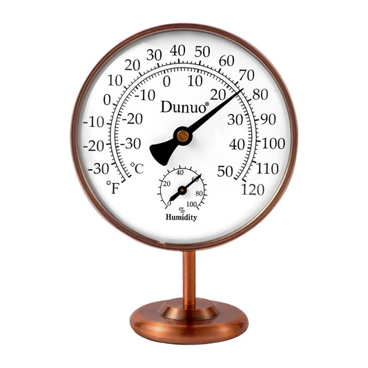 4-Inch Brass Outdoor Thermometer & Humidity Gauge, Tabletop