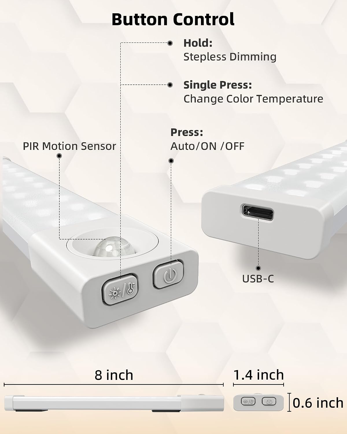 EZVALO 6-Pack Motion Sensor Under Cabinet Lighting with Charging Station
