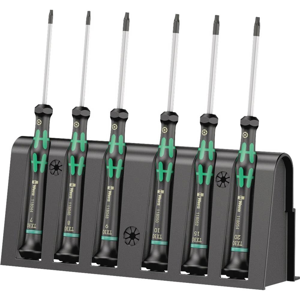 Wera 2035/6 Kraftform MicroSlotted/Phillips Electronics Screwdriver Set and Rack, 6-Piece