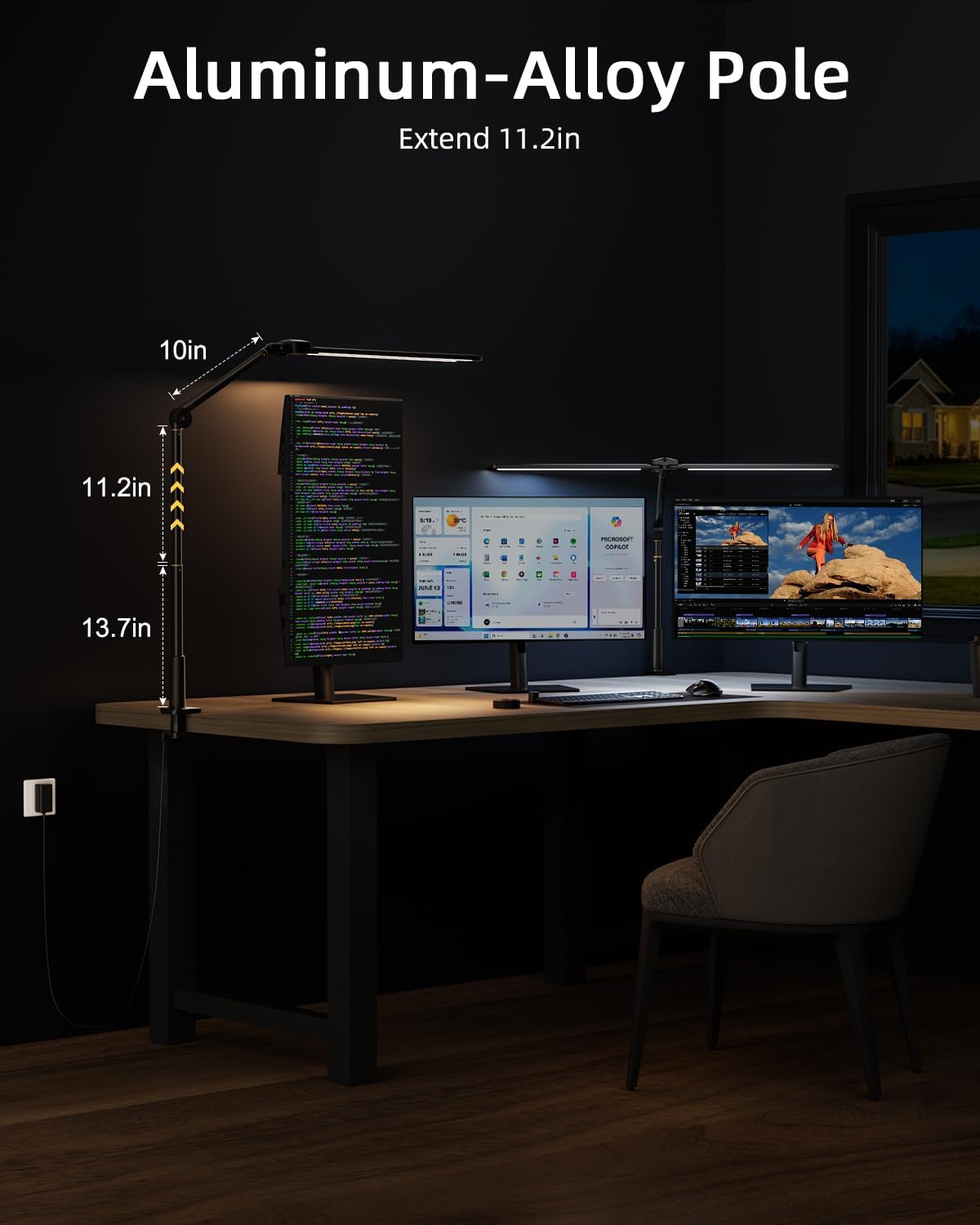 Desk Ring Light with Stand, Sensor Switch Dual Light Head