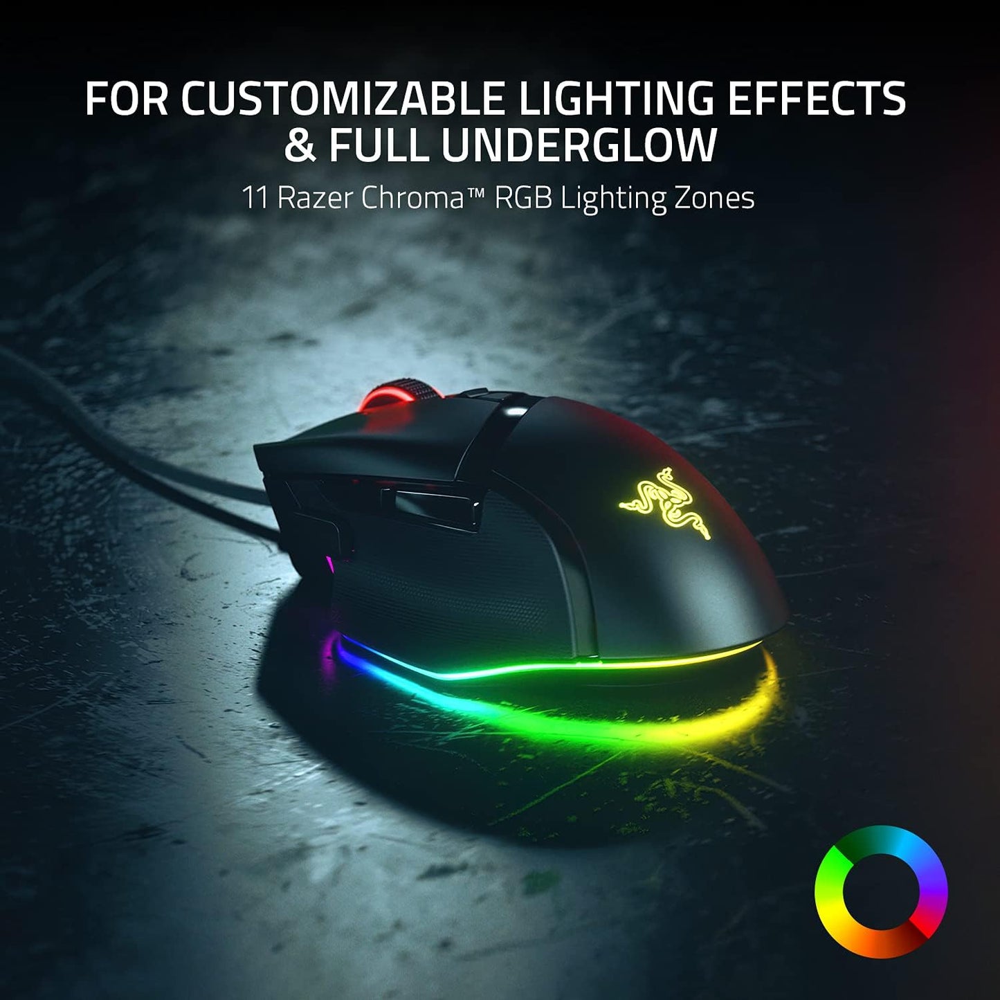 Razer Basilisk V3 Customizable RGB Wired Ergonomic Gaming Mouse, Black | Fastest Gaming Mouse Switch, Chroma RGB Lighting, 26K DPI Optical Sensor, 11 Programmable Buttons, HyperScroll Tilt Wheel