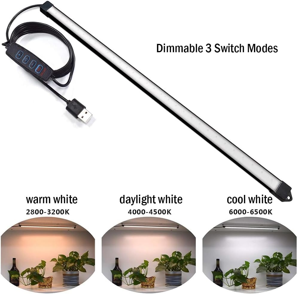 Under Cabinet Led Lighting, 12 Inch Led Light Strip Bar, Daylight White 6500K USB Led Light, Small Thin Led Under Counter Lighting (3 Color Temperature,Dimmable, 12.6 Inch Opal mask)