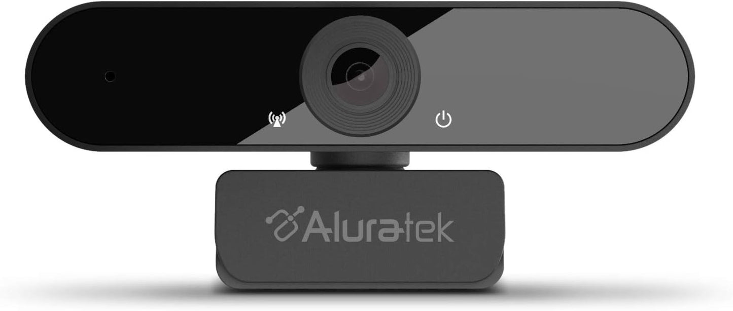 Aluratek HD 1080P Webcam, USB-C/USB-A, w/Built-in Speakers & Mic,Black,AWCS06F