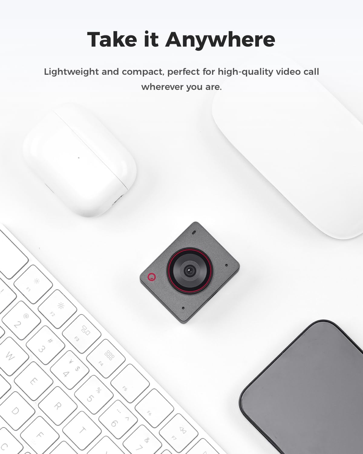 OBSBOT Meet 2-4K Webcam for PC with 1/2" Sensor, AI Framing & Autofocus | Beauty Mode, Lightweight, Gesture Control, HDR, Dual Microphone, 60 FPS, Web Cam for Streaming, Meeting, Gaming. (Space Grey)