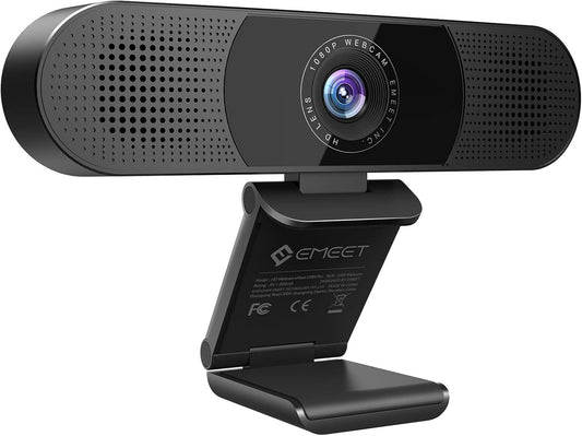 EMEET C980 PRO 3-in-1 1080P Webcam with Microphone and Speaker, 60°-98° FOV | Wide Angle Webcam w/ 4 Noise Cancel Mics 2 Speakers, Auto Low Light Correction W/Cover USB Camera for Online Conference/Class
