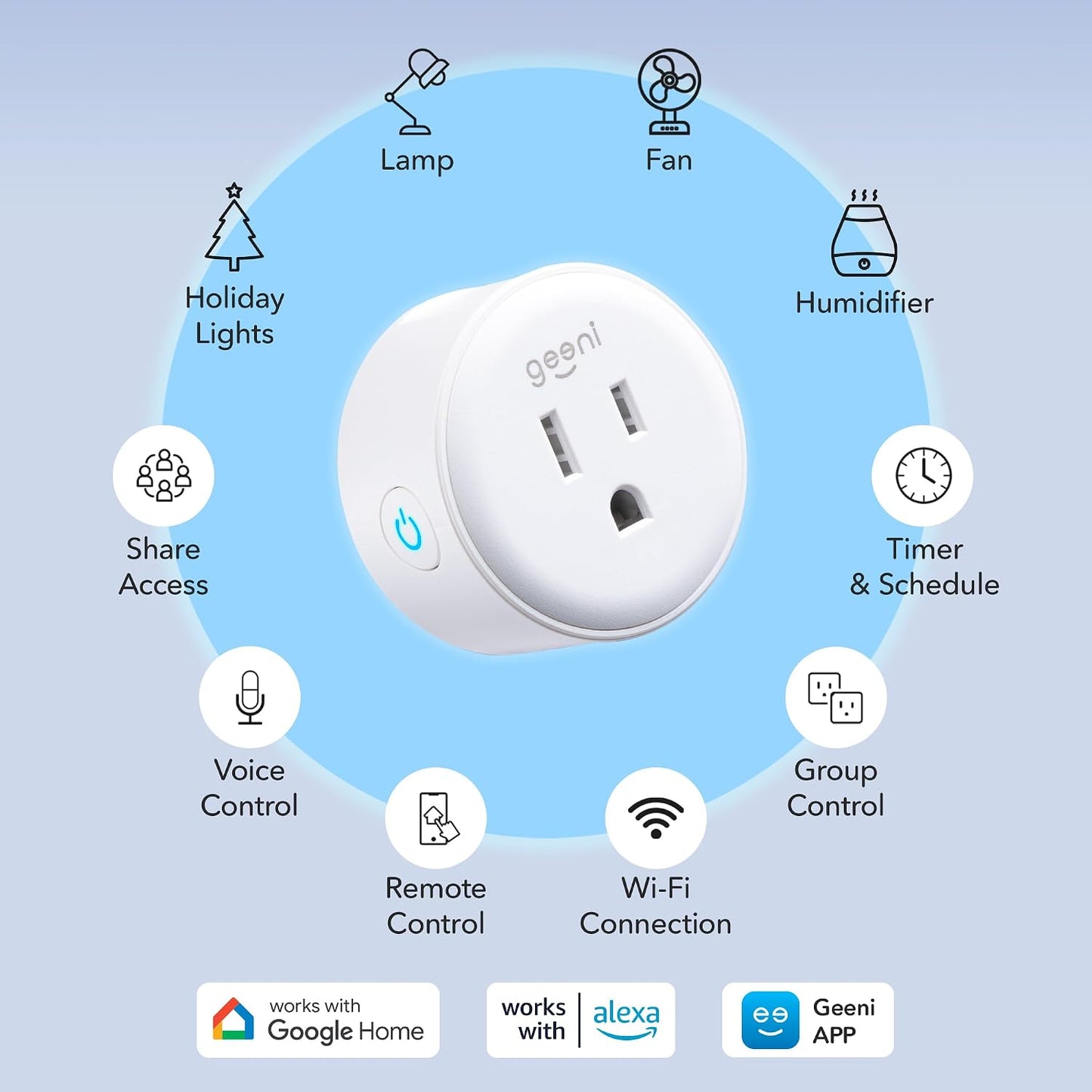 Geeni Dot Smart Plug with 2.4GHz WiFi Connectivity – 2-Pack Compact, Fire-Resistant Smart Outlet Plugs with Schedule & Timer – No Hub Needed, Supports Alexa & Google