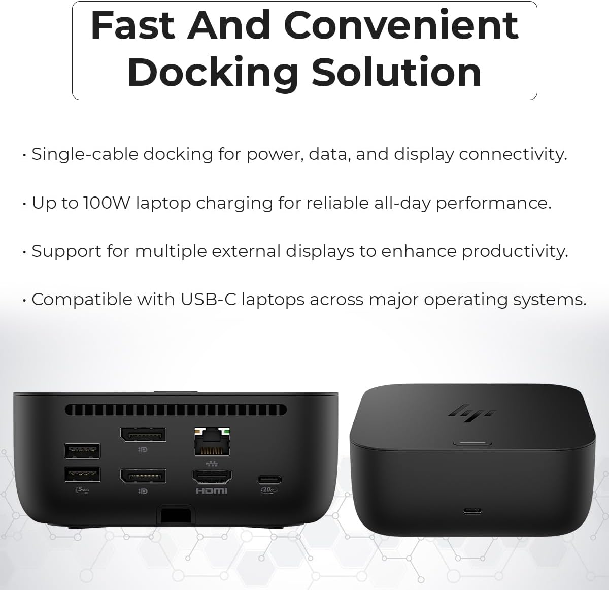 HP USB-C G6 100W Docking Station with HDMI, DisplayPort & USB Ports