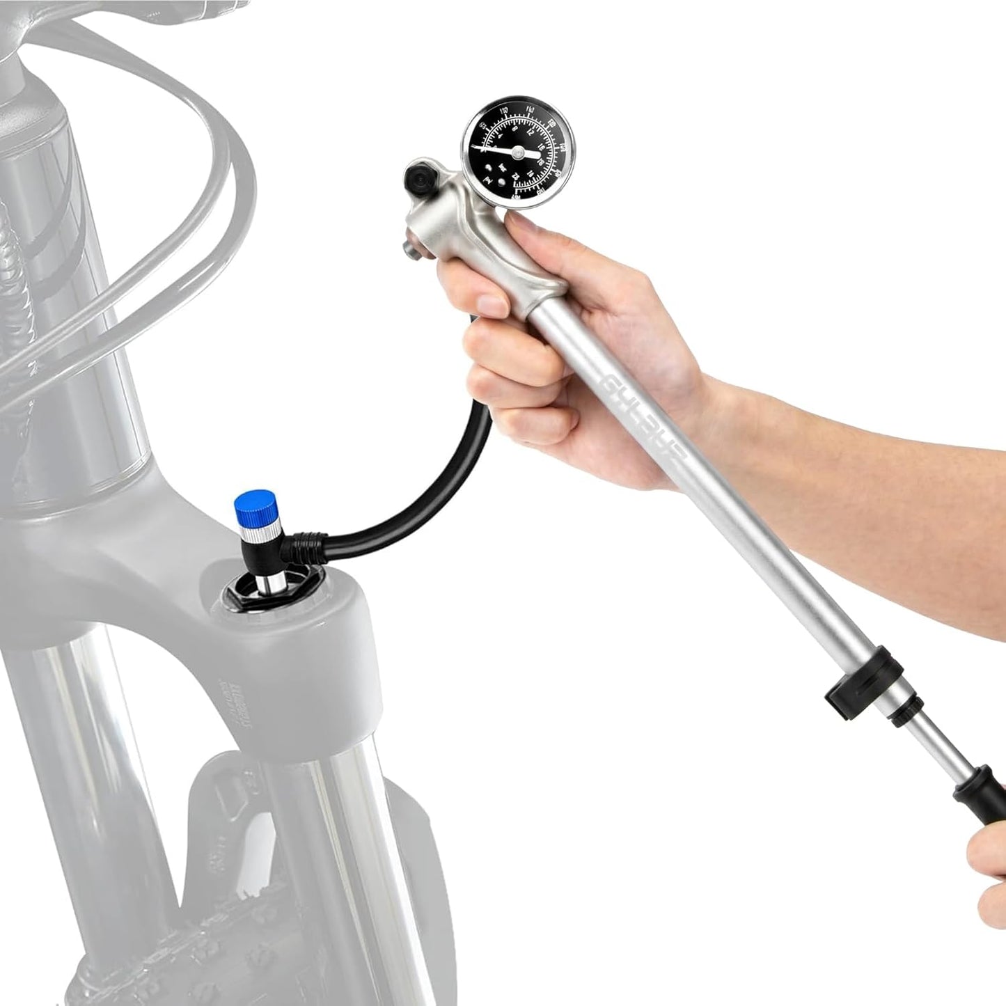 High Pressure Shock Pump: Bike Shock Air Pump with Gauge 400 PSI for Fork and Rear Bicycle Suspension,Mini Mountain Bicycle Pump Fits Schrader Valve