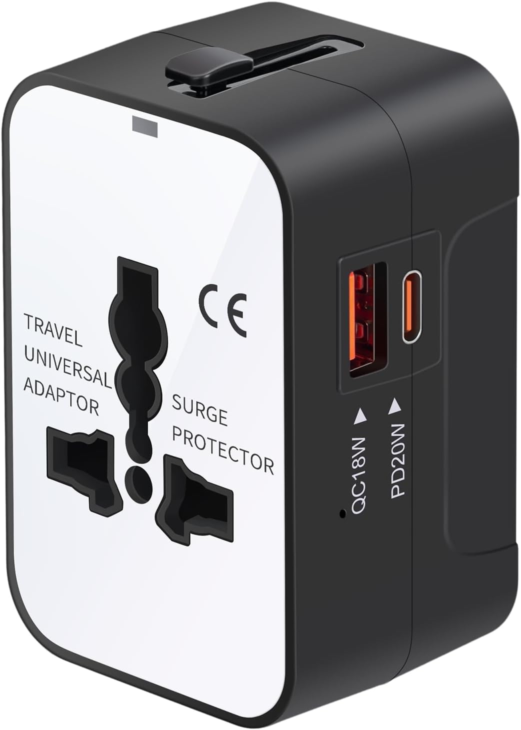 Travel Adapter Fast Charge, GaN Worldwide All in One, White | Universal Travel Adapter, PD3.0 Type C & USB-A Quick Charging, Portable Wall Charger, AC Power Plug Adapter, USA EU UK AUS